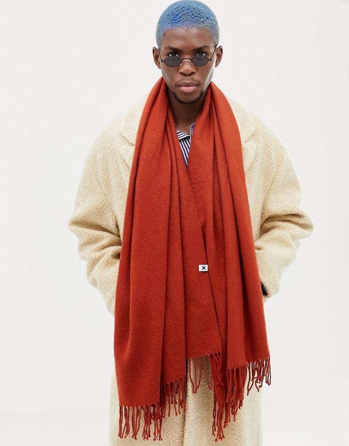 Collusion Blanket Scarf In Rust - Brown