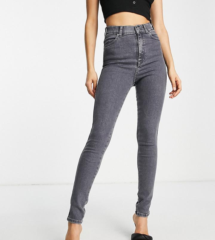 Dr Denim Petite Moxy Sky High Super Skinny Jeans In Dark Washed Gray