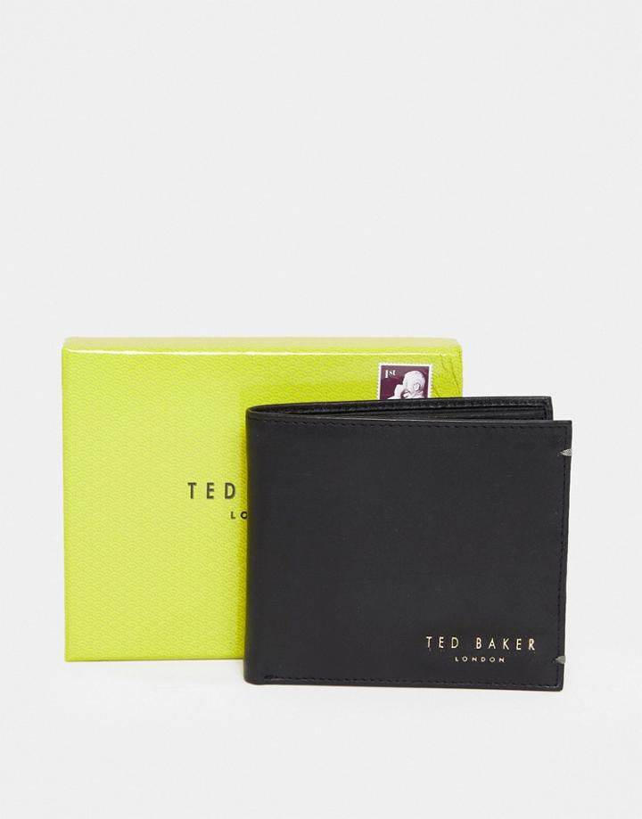 Ted Baker Harvys Leather Billfold Coin Wallet In Black