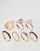 New Look Snake And Love Ring Stack Pack - Gold