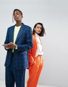 Asos Super Skinny Suit Jacket In Blue Oversized Check
