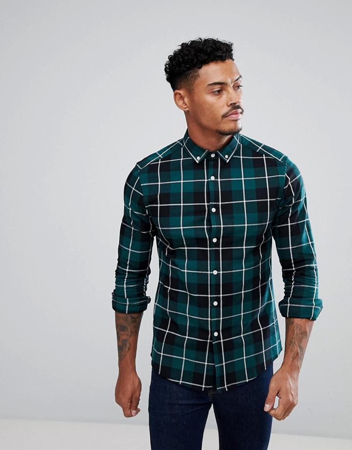Asos Skinny Check Shirt - Green