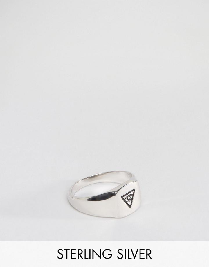Serge De Nimes Eye Of Providence Signet Ring In Solid Silver - Silver