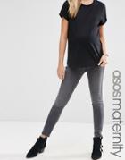 Asos Maternity Rivington Jeggings In Ice Gray Wash With Under The Bump Waistband - Gray