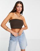 & Other Stories Ecovero Bandeau Crop Top In Dark Brown - Part Of A Set