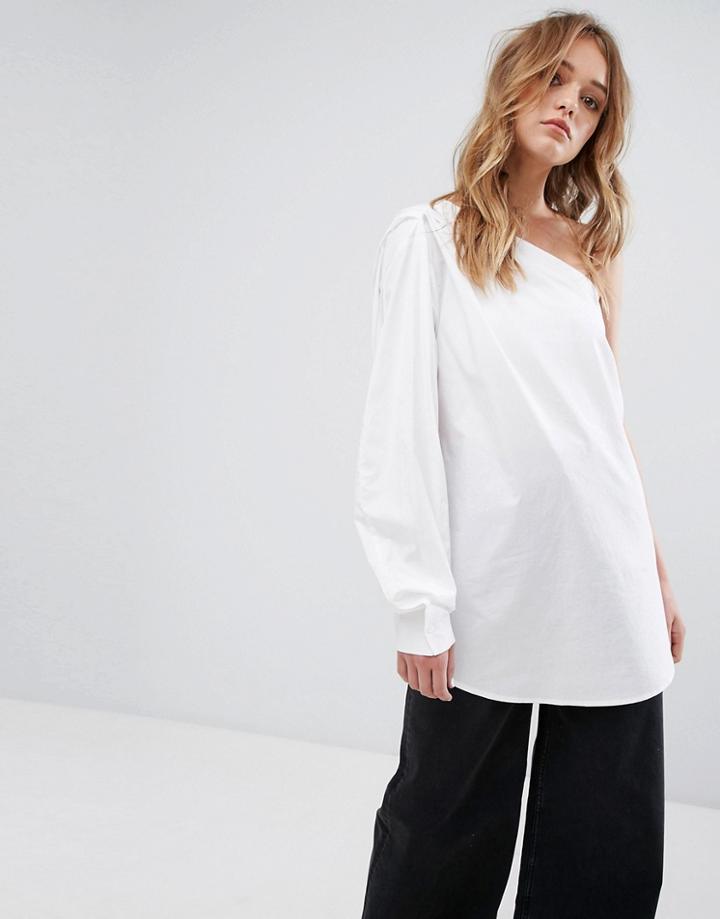 Weekday One Shoulder Shirt - White