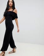 Nytt Aubrey Cold Shoulder Ruffle Jumpsuit - Black