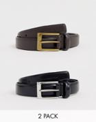 French Connection 2 Pack Prong Buckle Belt-black