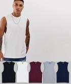Asos Design Organic Tank With Dropped Armhole 5 Pack Save - Multi