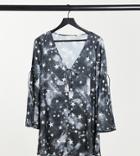 Sisters Of The Tribe Petite Mini Smock Dress In Star Print-black