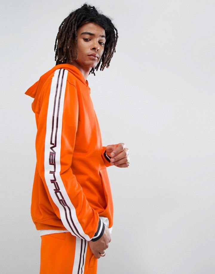 Mennace Track Hoodie In Orange With Taping - Orange