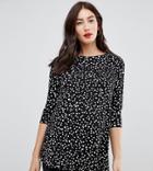 Asos Design Maternity Nursing Double Layer Top With Long Sleeve In Scatter Spot - Black