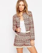 Asos Festival Crop Blazer With Fringe Detail Co-ord - Red