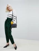 Asos Tailored Super High Waist Balloon Tapered Pants With Self Belt - Green