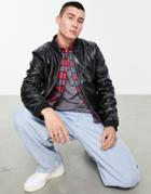Bolongaro Trevor Faux Leather Bomber Jacket In Black
