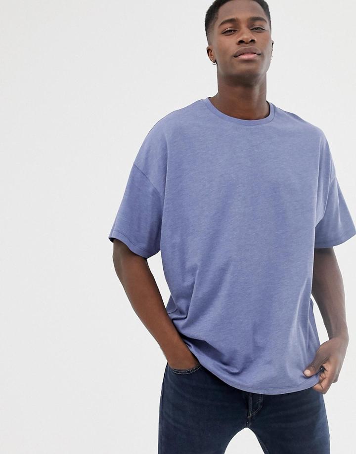 Asos Design Oversized T-shirt With Crew Neck In Blue - Blue