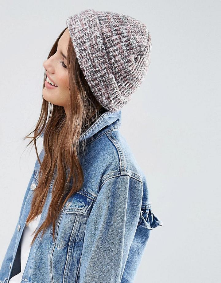 Asos Twist Knit Chunky Beanie - Pink