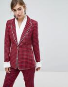 Sister Jane Houndstooth Blazer With Frill - Red