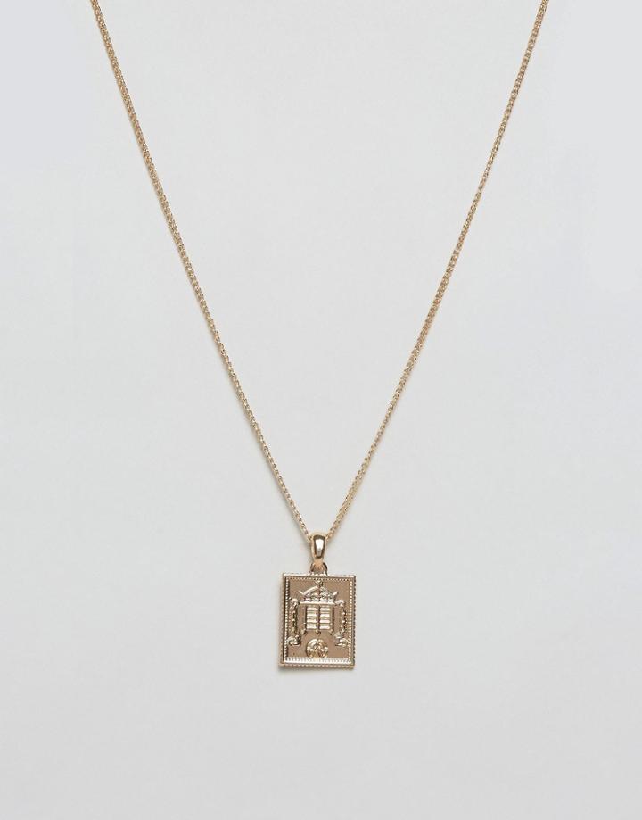 Chained & Able Old English Dogtag Necklace In Gold - Gold