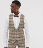 Twisted Tailor Tall Super Skinny Suit Vest In Heritage Check-tan
