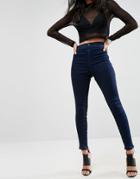 Asos Rivington High Waisted Jegging With Side Inserts - Blue