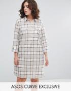 Asos Curve Shirt Dress In Summer Check - Multi