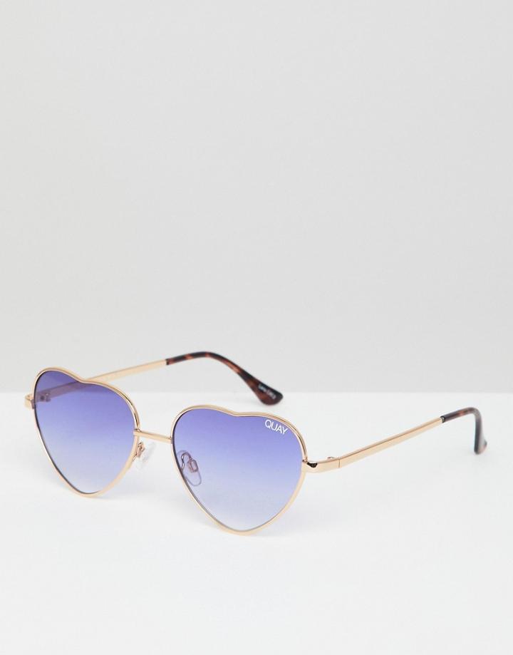 Quay Austrlia Kim Heart Sunglasses In Gold - Gold