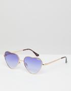 Quay Austrlia Kim Heart Sunglasses In Gold - Gold