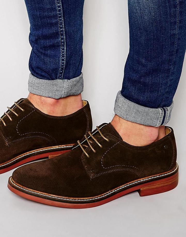 Base London Stanford Perforated Suede Shoes - Brown