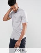 Asos Tall Regular Fit Viscose Acid Wash Shirt In Gray - Gray