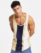 Le Breve Stripe Racer Tank Top In Stone-neutral