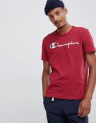 Champion T-shirt With Large Script Logo In Red - Red
