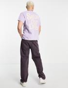 Mennace T-shirt In Dusty Purple With Slogan Back Print