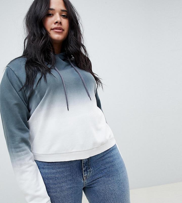 Asos Design Curve Hoodie In Dip Dye-gray