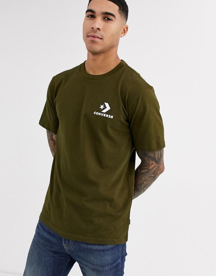 Converse Star Chevron Logo Crew Neck T-shirt In Khaki-green