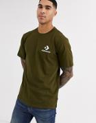 Converse Star Chevron Logo Crew Neck T-shirt In Khaki-green