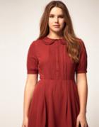 Asos Curve Dress With Collar - Red