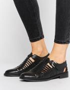 Asos Monument Leather Woven Flat Shoes - Black
