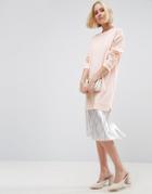 Asos Sweat Dress With Metallic Pleated Skirt - Multi