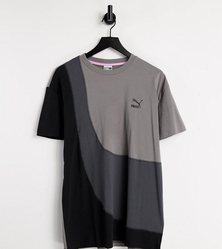 Puma Convey Logo T-shirt In Multi Gray Exclusive To Asos-grey