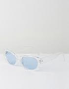 Asos Oval Sunglasses With Blue Lens - Blue