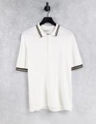 Only & Sons Knitted Polo Shirt With Tipping In White