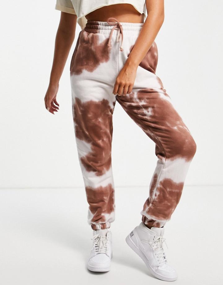 Topshop Tie Dye Sweatpants In Brown And Ecru - Part Of A Set-multi