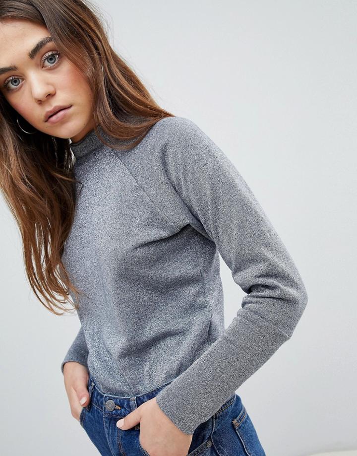 Jdy Melody Funnel Neck Sweatshirt - Gray