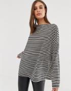Allsaints Rita Stipe Off Shoulder Long Sleeve Top - Multi