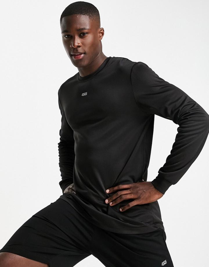 Asos 4505 Icon Easy Fit Long Sleeve Training T-shirt With Quick Dry-black