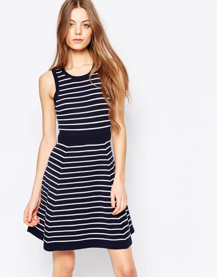 Harlyn Fit & Flare Stripe Dress - Navy Stripe
