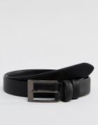 Smith And Canova Leather Skinny Belt In Black Saffiano - Black