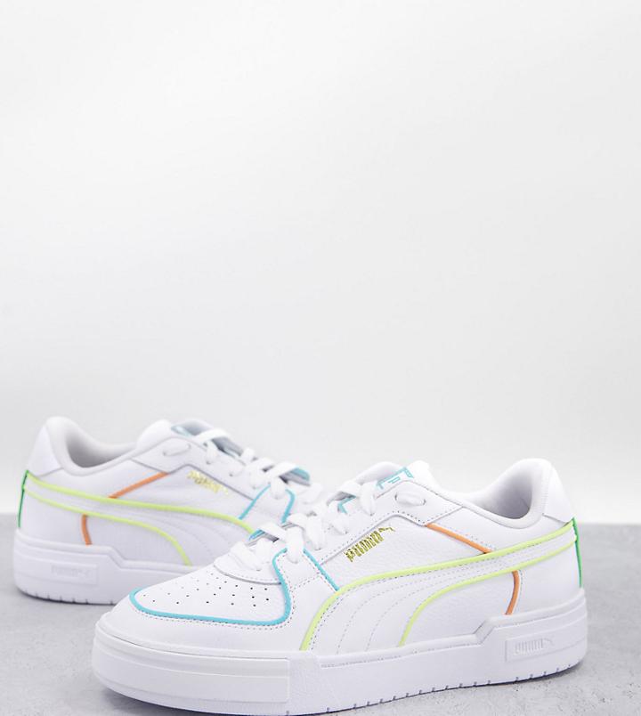 Puma Ca Pro Neon Pipe Sneakers In White And Yellow - Exclusive To Asos