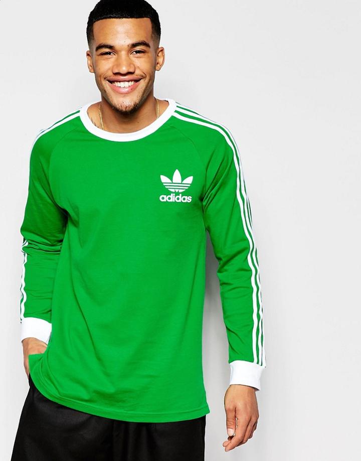Adidas Originals Adicolor Long Sleeve T-shirt In Green B10658 - Green
